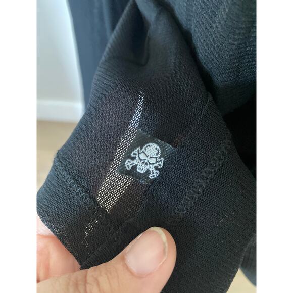 Tripp NYC Mesh Hoodie Top Snap Front Black L/S Size Large - Picture 4 of 9